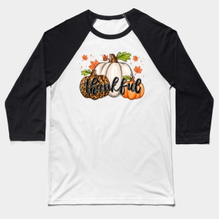 Thankful Leopard Pumpkin Thanksgiving Family Holiday Fall Season Autumn Baseball T-Shirt